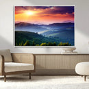 Sunset over Mountain Canvas Print, Forest Canvas Wall Art –
