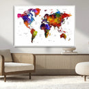 World Map Canvas Print – Detailed Map of the World Wall Art