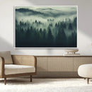 Misty Forest Wall Art Premium Canvas Print a Foggy and