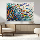 Modern Abstract Fish Shoal Wall Art Canvas Print, Colorful by MyGreatCanvas | Canvas Wall Art Prints | Photo Prints & Wall Decor