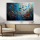 Modern Abstract Fish Shoal Wall Art Canvas Print, Colorful