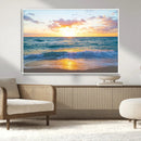 Golden Sunset Over Ocean Waves - Serene Coastal Triptych