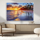 Serene Beach Sunset Wall Art Canvas- Coastal Seascape Print
