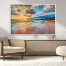 Serene Beach Sunset Wall Art | Coastal Ocean Canvas Print |