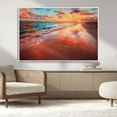 Sunset Beach Wall Art | Ocean Canvas Print | Coastal Wall