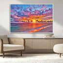 Vibrant Sunset Beach Wall Art - Ocean Sunset Canvas Print |
