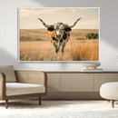 Texas Cow Longhorn Wall Art Canvas Print for Farm House Wall