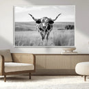 Texas Cow Longhorn Wall Art Canvas Print for Farm House Wall