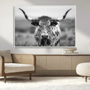 Texas Cow Longhorn Wall Art Canvas Print for Farm House Wall