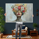 Golden Petal Wall Art Canvas Print - Silhouette Woman Wall
