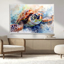 Watercolor Sea Turtle Wall Art Canvas Print - Vibrant Ocean