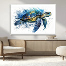 Turtle Wall Art Canvas Print, Framed Watercolor Turtle Art