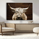 Highland Cow Wall Art Canvas Print, Rustic Farmhouse Decor,
