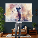 Abstract Watercolor Golf Player Wall Art Canvas Print