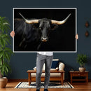 Black Bull Wall Art – Majestic Longhorn Canvas Print with