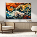 Abstract Wave Wall Art | Ready to Hang Framed Canvas Print |