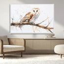 Barn Owl Wall Art on Branch | Stunning Canvas Print for