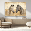 Chines Ink Style Grunge Horses Wall Art Canvas Print