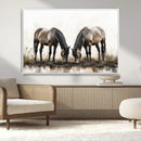 Chines Ink Style Horses Wall Art Canvas Print