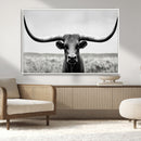 Longhorn Bull Canvas Print | Rustic Farmhouse Wall Art |