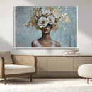 Golden Petal Wall Art - Petal Silhouette Woman Wall Art by MyGreatCanvas | Canvas Wall Art Prints | Photo Prints & Wall Decor