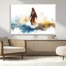 Watercolor Jesus Walking Wall Art Print, Jesus Water Canvas
