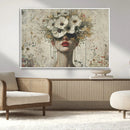Abstract Floral Women Patel Wall Art Canvas Print
