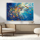 Colorful Swirling Fish School Wall Art Canvas Print |