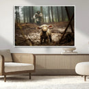 Jesus Running After a Lost Lamb Canvas Wall Art Print
