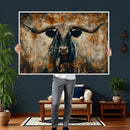 Longhorn Wall Art – Rustic Western Bull Canvas Print, Modern