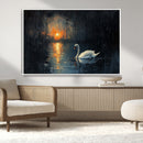 Abstract Swan on Water Wall Art Canvas Print - Elegant