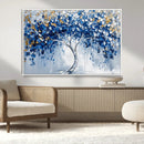 Blue and Gold Abstract Tree Wall Art Canvas Print | Modern