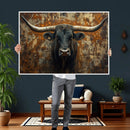 Longhorn Texas Cow Bull Wall Art | Rustic Farmhouse Canvas by MyGreatCanvas | Canvas Wall Art Prints | Photo Prints & Wall Decor