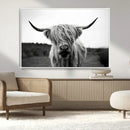 Highland Cow Wall Art | Black and White Farmhouse Decor |