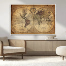 Vintage World Map Wall Art Canvas – Antique Style Push Pin