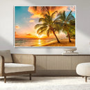 Tropical Sunset Beach Canvas Wall Art Print – Vibrant Palm by MyGreatCanvas | Canvas Wall Art Prints | Photo Prints & Wall Decor