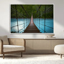 Suspension Bridge Over River Canvas Art | 3-Panel Nature by MyGreatCanvas | Canvas Wall Art Prints | Photo Prints & Wall Decor