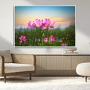 Pink Flower on the Mountain Canvas Print, Framed Pink Flower