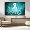 Green Octopus Abstract Wall Art Canvas Print