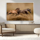 Large Wall Art Canvas Print – Two Running Brown Horses