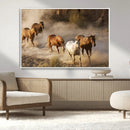 Large Wall Art 5 Horses Running on Sand Canvas Print