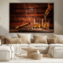 Whiskey and Cigar Wall Art Canvas | 3 Panel Bar Room Decor by MyGreatCanvas | Canvas Wall Art Prints | Photo Prints & Wall Decor