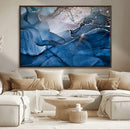Navy Blue Canvas Art Abstract Print – Elegant Triptych