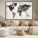 Abstract Map Printing - Modern World Map Canvas Wall Art for