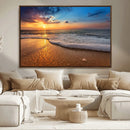 Sunset and Beach at Night Wall Art Canvas Print