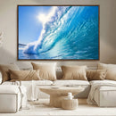 Blue Big Wave Surfing Ocean Canvas Wall Art Artwork Print