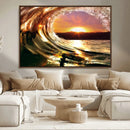 Golden Wave Sunset Triptych Canvas Art, Giclee Canvas Print by MyGreatCanvas | Canvas Wall Art Prints | Photo Prints & Wall Decor