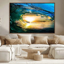 Ocean Wave at Sunset Canvas Art, Large Wall Print of Vibrant