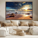 Golden Hour Beach Sunset Canvas Triptych, Ocean Waves and by MyGreatCanvas | Canvas Wall Art Prints | Photo Prints & Wall Decor