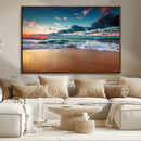 Sunset Ocean Beach Wall Art – Giclee Canvas Print, Coastal